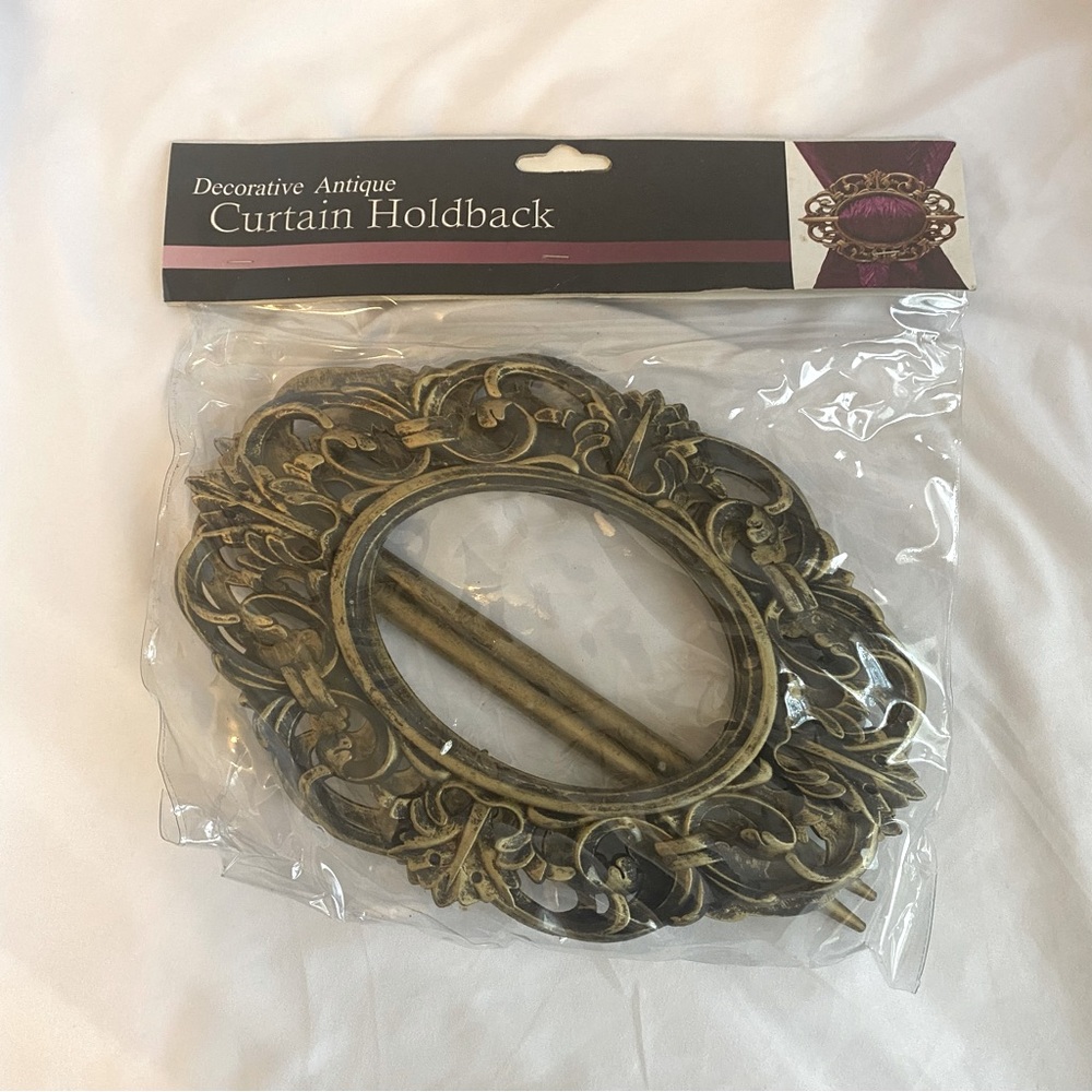 Curtain Tie-backs - 2 pack - decorative antique finish 10x7”